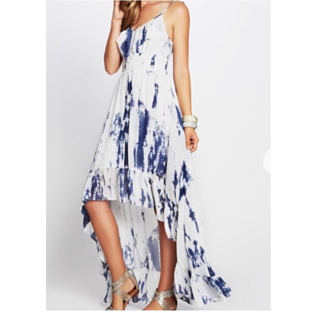 Guess blue and white high low dress